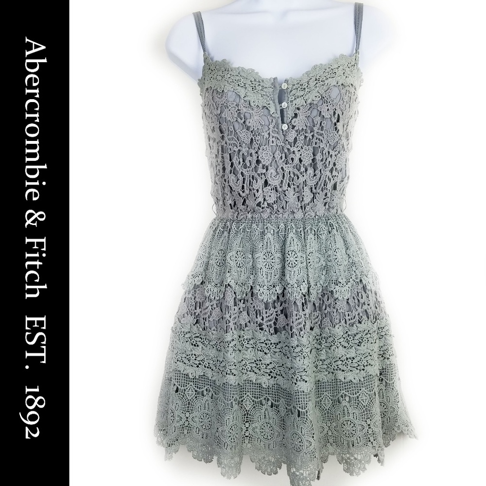ABERCROMBIE & FITCH  MACRAME LACE DRESS IN GRAYS!